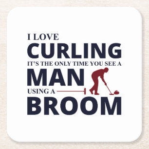 Stone Curling Winter Ice Sport Curler Square Paper Coaster