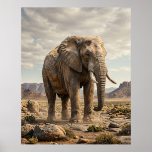 Stone Elephant Ancient Plains Poster