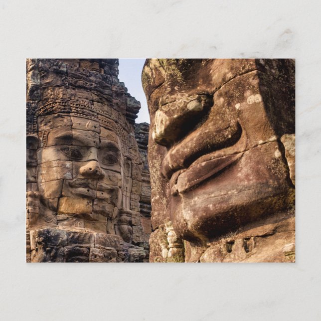 Stone faces at Bayon Postcard (Front)
