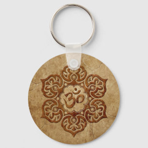 Stone Floral Aum Design Key Ring