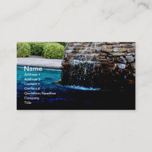 stone fountain in an in-ground pool business card