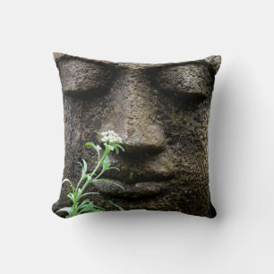 Stone garden statue with flower cushion
