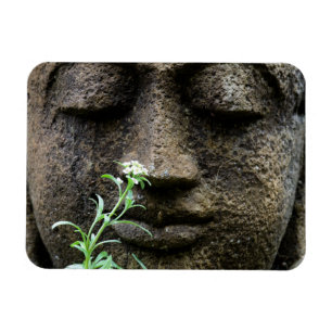 Stone garden statue with flower magnet