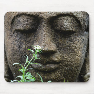 Stone garden statue with flower mouse pad