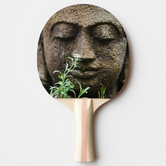 Stone garden statue with flower ping pong paddle (Front)