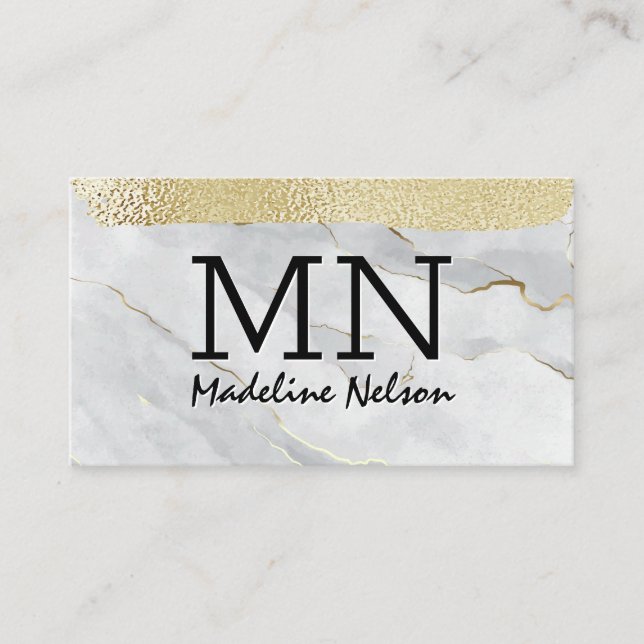 Stone | Gold Foil | Monogram Business Card (Front)