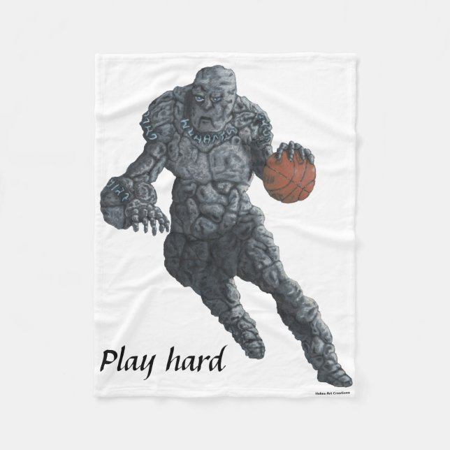 Stone Golem Basketball Player Fantasy Art Blanket (Front)