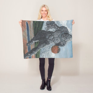 Stone Golem Playing Basketball Fantasy Art Blanket