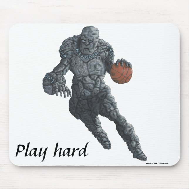 Stone Golem Playing Basketball Play Hard Mousepad (Front)