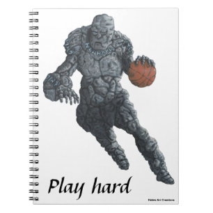 Stone Golem Playing Basketball Spiral Notebook