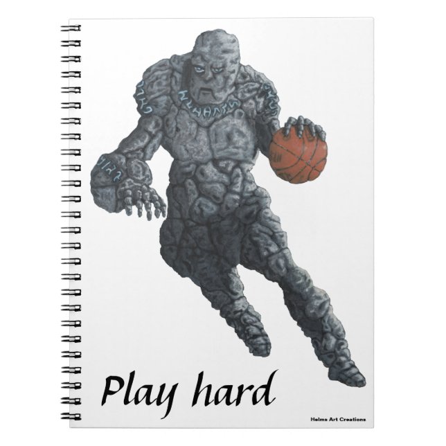 Stone Golem Playing Basketball Spiral Notebook (Front)