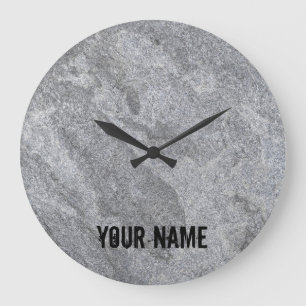 Stone granite structure grey stoneware large clock