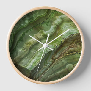 Stone Green Agate Marble  Clock