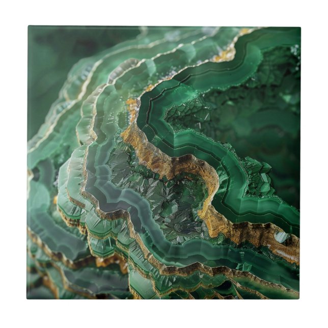 Stone Green Gold Agate Marble  Ceramic Tile (Front)
