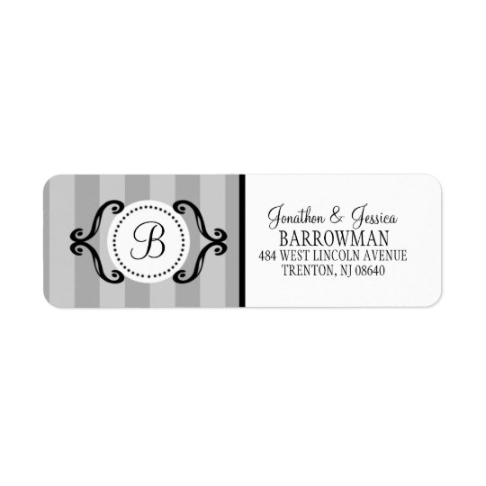 Stone Grey Sweet Charming Striped Personalizedg Return Address Label