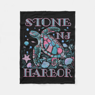 Stone Harbor Nj Turtle Lover Colorful Beach Souven Fleece Blanket