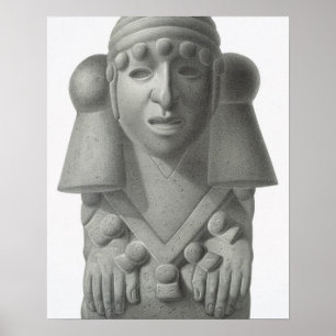 Stone idol of the Rain God Cocijo, plate from 'Anc Poster
