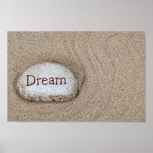 stone in sand with word Dream Poster