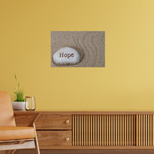 stone in sand with word Hope Poster