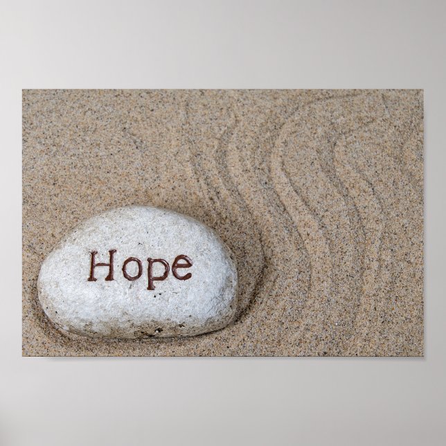 stone in sand with word Hope Poster (Front)