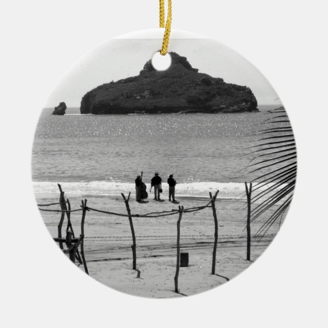 Stone Island, Mexico Ceramic Tree Decoration (Front)