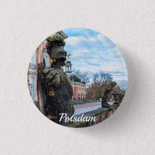 Stone knight statues near palace in Potsdam 3 Cm Round Badge
