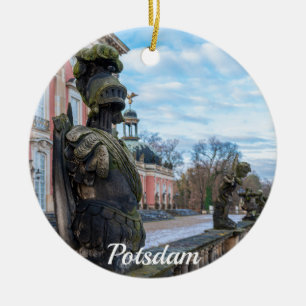 Stone knight statues near palace in Potsdam Ceramic Ornament