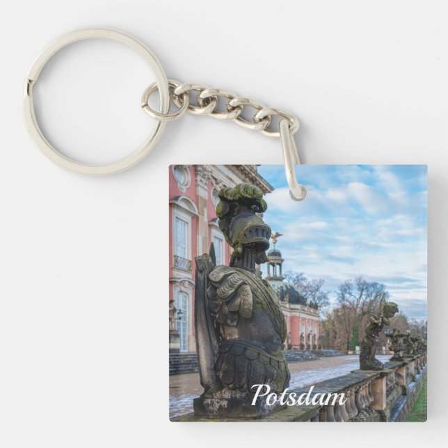 Stone knight statues near palace in Potsdam Key Ring (Front)