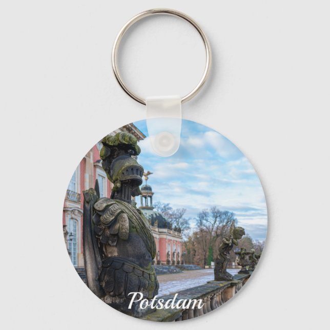 Stone knight statues near palace in Potsdam Key Ring (Front)