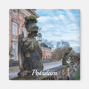 Stone knight statues near palace in Potsdam Magnet