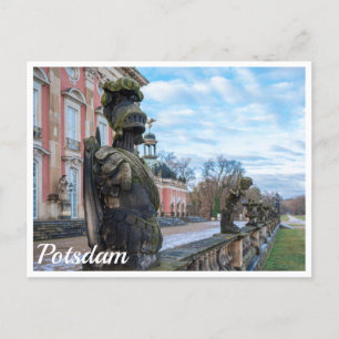 Stone knight statues near palace in Potsdam Postcard