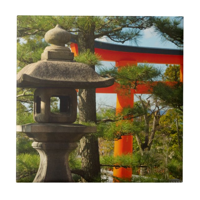 Stone Lantern and Torii Gate Ceramic Tile (Front)