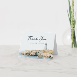 Stone Lighthouse Headland Nova Scotia Wedding Thank You Card