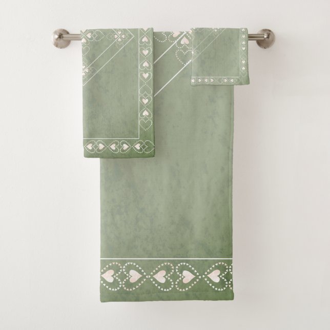 Stone-like Celtic Heart Cross Bath Towel Set (Insitu)