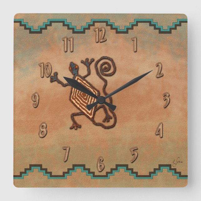 Stone Lizard Square Wall Clock (Front)