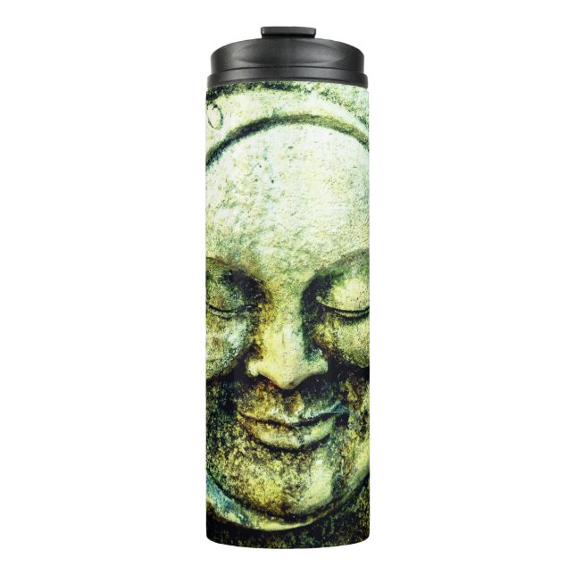 Stone look moon and sun face crescent thermal tumbler (Front)