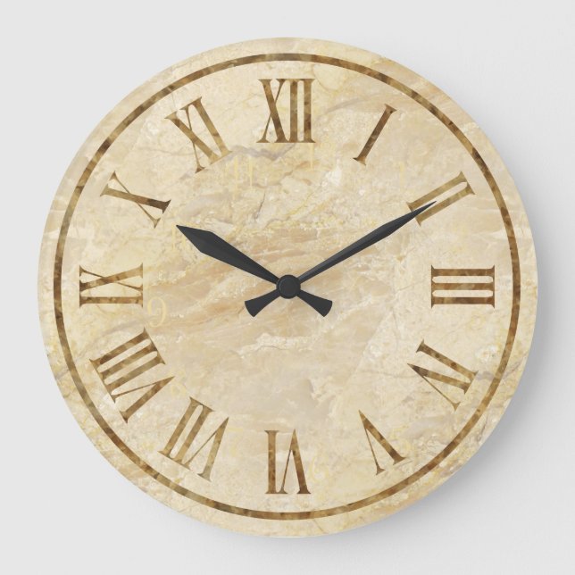 Stone Look Roman Numeral Kitchen Wall Clocks (Front)