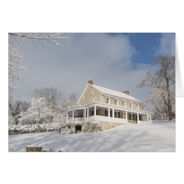 Stone mansion in snow and sunlight (Front Horizontal)