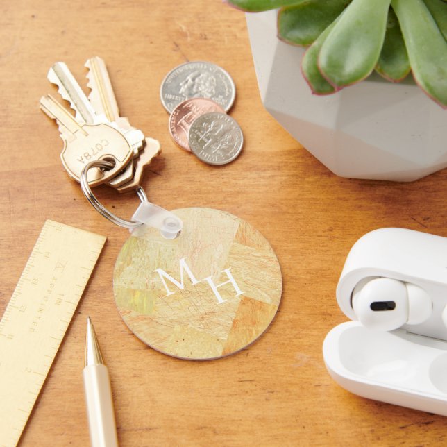 Stone Marbled Initials  Key Ring (Desk)