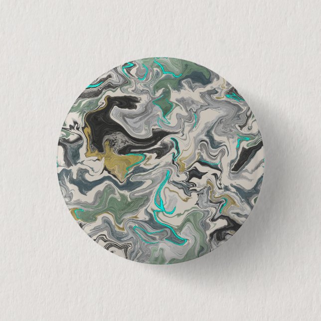 Stone Marbling with Turquoise Veins 1 1/4" Round 3 Cm Round Badge (Front)