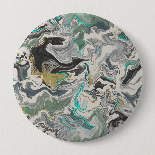 Stone Marbling with Turquoise Veins 4" Round 10 Cm Round Badge (Front)