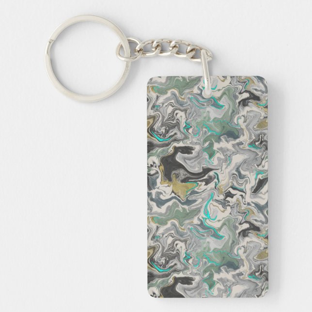 Stone Marbling with Turquoise Veins Acrylic Key Ring (Front)