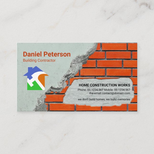 Stone Mason Brick Laying Construction Builder Business Card (Front)