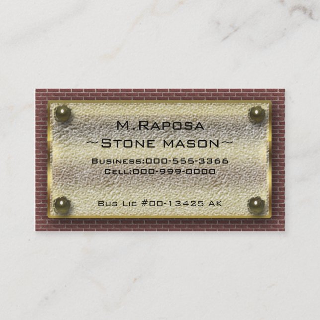 stone mason business card (Front)