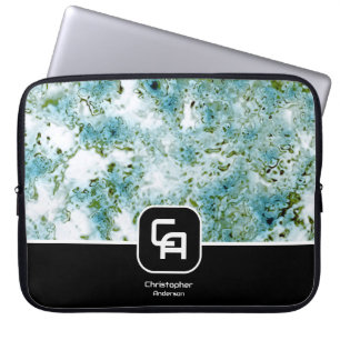 Stone Monogram Blue Laptop Sleeve