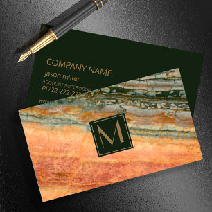 Stone Monogram Marble Orange ID332 Business Card