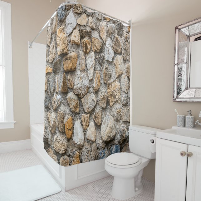 Stone pattern, natural stone shower curtain (In Situ)