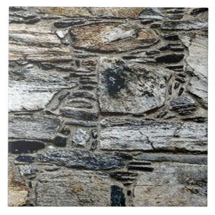 Stone-patterned Large Ceramic Tile - Grey, Brown