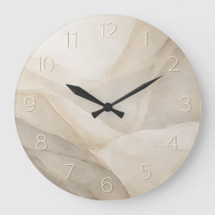 Stone Quiet — Minimalist Embossed Numeral Large Clock