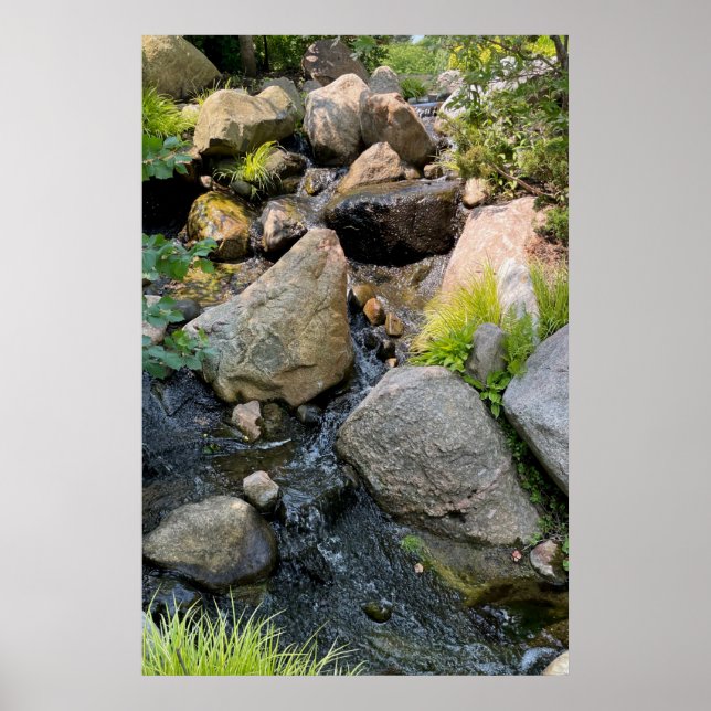 Stone river bed |  waterfall | forest greenery   poster (Front)